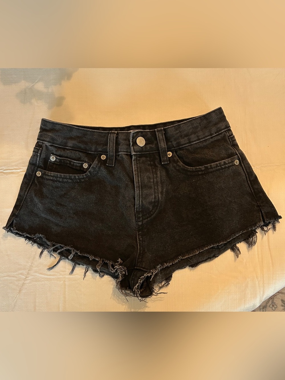 PacSun Black Jamie micro shorts raw cut denim